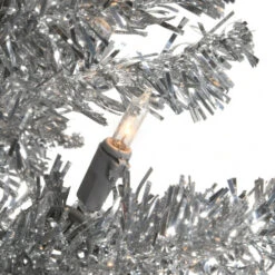 4' Pre-Lit Medium Silver Tinsel Artificial Christmas Tree - 70 Clear Lights -Ornaments Store dnat tt33 300 40 3 34999.1587645143