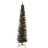 Christmas Central 7’ Pre-Lit Black Pencil Tinsel Artificial Christmas Tree, White Lights