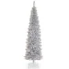 Christmas Central 6' Pencil Silver Tinsel Artificial Christmas Tree, Unlit