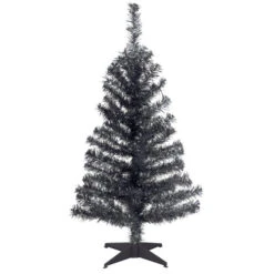 Christmas Central 3' Black Tinsel Artificial Christmas Tree, Unlit