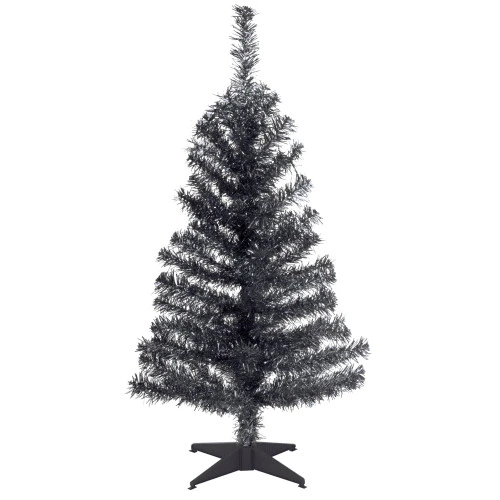 Christmas Central 3' Black Tinsel Artificial Christmas Tree, Unlit 3 Christmas Central 3' Black Tinsel Artificial Christmas Tree, Unlit