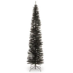Christmas Central 7' Pencil Black Tinsel Artificial Christmas Tree - Unlit