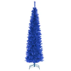 6' Pencil Blue Tinsel Artificial Christmas Tree - Unlit