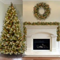 9' X 12" Pre-Lit Wintry Pine Artificial Christmas Garland With Cones, Berries And Snow - Clear Lights -Ornaments Store dnat wp1 300 9b 1 5 37265.1670490060