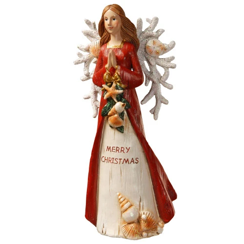 12" Red And White Beach Angel Tabletop Christmas Decor 3 12" Red And White Beach Angel Tabletop Christmas Decor