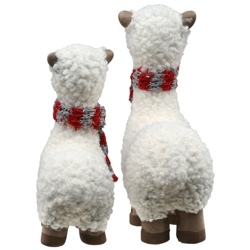 Set Of 2 White And Red Wooly Sheep Tabletop Decor 7.5" 4 Set Of 2 White And Red Wooly Sheep Tabletop Decor 7.5" - Image 2