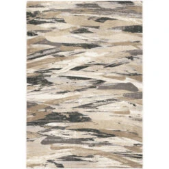 7' X 10' Gray And Beige Contemporary Area Throw Rug