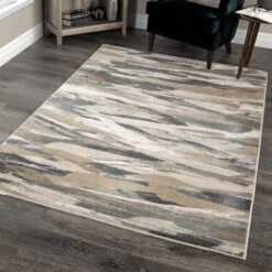 7' X 10' Gray And Beige Contemporary Area Throw Rug -Ornaments Store dorian209009208x11 2 99986.1664990321