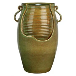 21" Rippling Jar Ceramic Cascading Outdoor Fountain