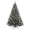 7.5' Pre-Lit Full Fiber Optic Frosted With Holly Berry Artificial Christmas Tree - Clear Lights