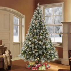7.5' Pre-Lit Full Fiber Optic Frosted With Holly Berry Artificial Christmas Tree - Clear Lights -Ornaments Store dpul 9 wwl 75nac5cf 3 98176.1600478513