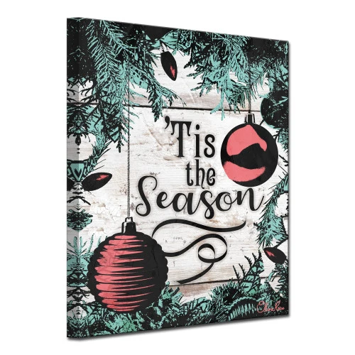 Green And Red "Tis The Season" Christmas Wrapped Rectangular Wall Art Decor 40" X 30" 5 Green And Red "Tis The Season" Christmas Wrapped Rectangular Wall Art Decor 40" X 30" - Image 3