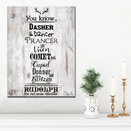 White And Black Christmas Reindeer List Wrapped Rectangular Wall Art Decor 16" X 12" 4 White And Black Christmas Reindeer List Wrapped Rectangular Wall Art Decor 16" X 12" - Image 2
