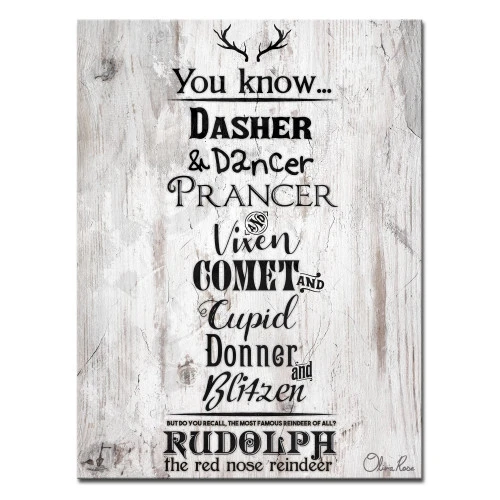 White And Black Christmas Reindeer List Wrapped Rectangular Wall Art Decor 16" X 12" 3 White And Black Christmas Reindeer List Wrapped Rectangular Wall Art Decor 16" X 12"