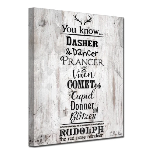 White And Black Christmas Reindeer List Wrapped Rectangular Wall Art Decor 16" X 12" 5 White And Black Christmas Reindeer List Wrapped Rectangular Wall Art Decor 16" X 12" - Image 3