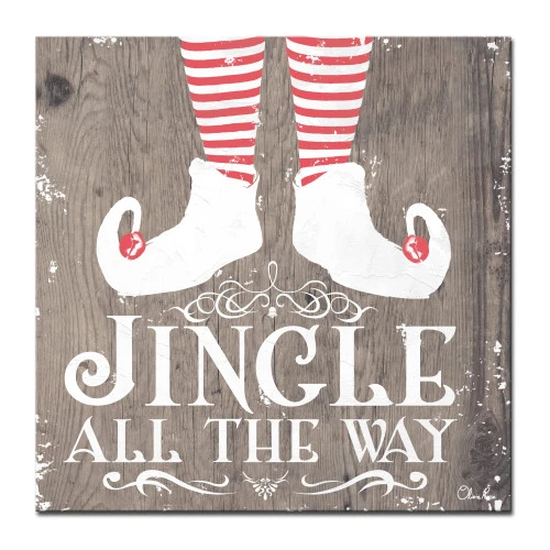 Brown And Red Christmas Jingle Wrapped Square Wall Art Decor 12" X 12" 3 Brown And Red Christmas Jingle Wrapped Square Wall Art Decor 12" X 12"