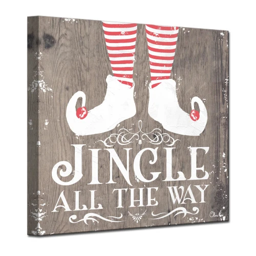 Brown And Red Christmas Jingle Wrapped Square Wall Art Decor 12" X 12" 5 Brown And Red Christmas Jingle Wrapped Square Wall Art Decor 12" X 12" - Image 3