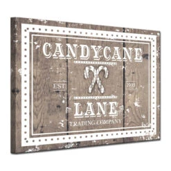 Brown And White Christmas Candy Cane Lane Wrapped Rectangular Wall Art Decor 12" X 16" -Ornaments Store drhan vmtq150 gwc1216 3 50797.1588393511