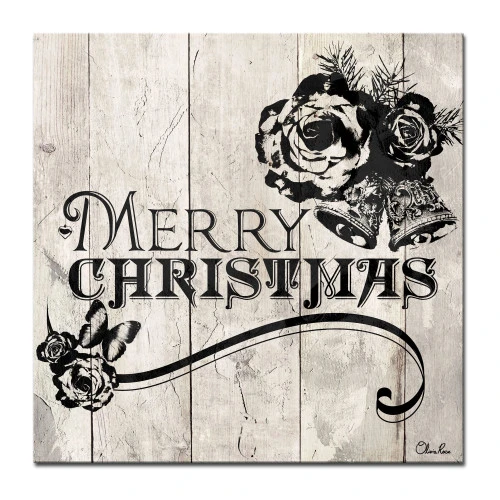 Beige And Black "MERRY CHRISTMAS" Wrapped Square Wall Art Decor 12" X 12" 3 Beige And Black "MERRY CHRISTMAS" Wrapped Square Wall Art Decor 12" X 12"
