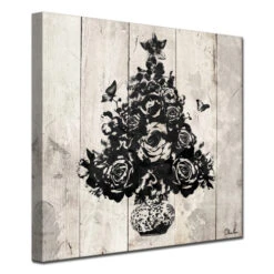 Beige And Black Floral Christmas Tree Wrapped Square Wall Art Decor 12" X 12" -Ornaments Store drhan vmtq153 gwc1212 3 37840.1588393381