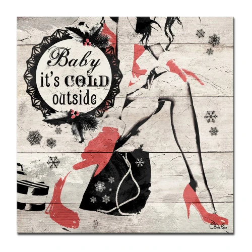 Beige And Red Christmas Cold Out Wrapped Square Wall Art Decor 12" X 12" 4 Beige And Red Christmas Cold Out Wrapped Square Wall Art Decor 12" X 12" - Image 2