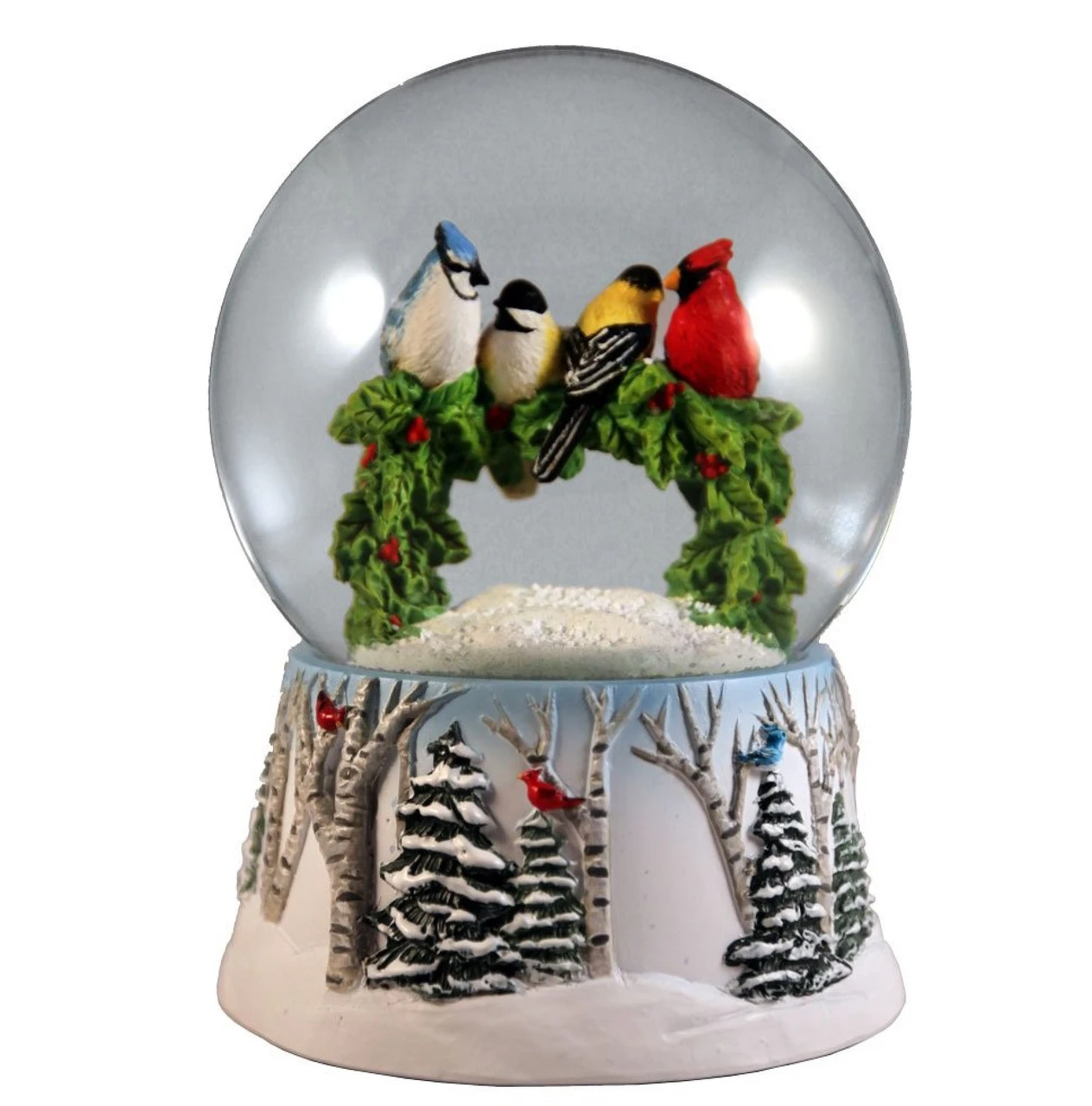 5" Winter Birds On A Holly Wreath Musical Snow Globe - 33473404 3 5" Winter Birds On A Holly Wreath Musical Snow Globe - 33473404