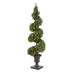 5' Pre-Lit Spiral Green Pine Artificial Christmas Tree - Clear Lights