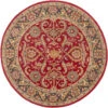 3'6" Teal And Gray Floral Persian Design Round Hand Tufted Wool Area Rug