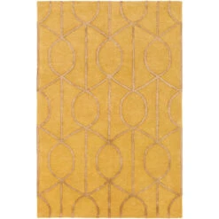 2' X 3' Geometric Pattern Yellow Rectangular Hand Tufted Area Rug