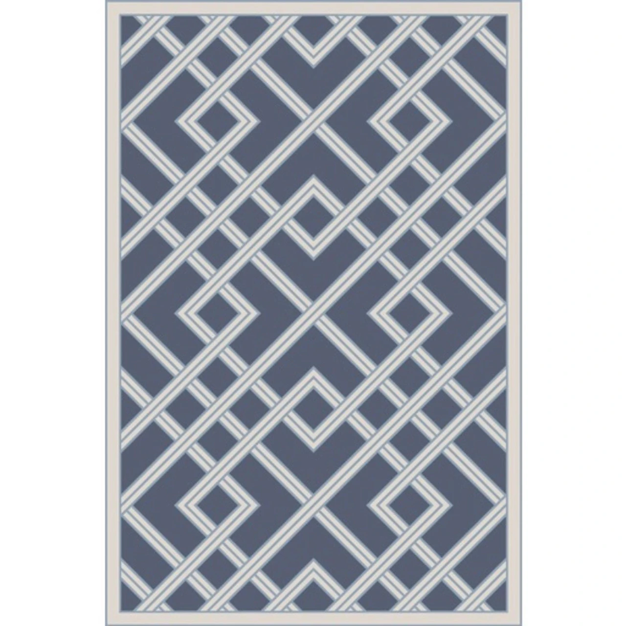 2' X 3' Diverting Lanes Sky Blue And Egg Shell White Area Throw Rug 3 2' X 3' Diverting Lanes Sky Blue And Egg Shell White Area Throw Rug