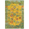 9' X 13' Floral Design Yellow And Green Rectangular Area Throw Rug -Ornaments Store dsur fvl1005 913 1 58669.1588370429