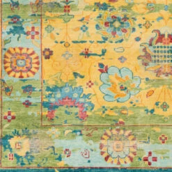 9' X 13' Floral Design Yellow And Green Rectangular Area Throw Rug 7 9' X 13' Floral Design Yellow And Green Rectangular Area Throw Rug -Ornaments Store dsur fvl1005 913 3 76755.1588370430