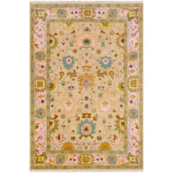 8' X 11' Traditional Style Beige And Pink New Zealand Wool Rectangular Area Throw Rug -Ornaments Store dsur hil9043 811 1 90519.1663427338