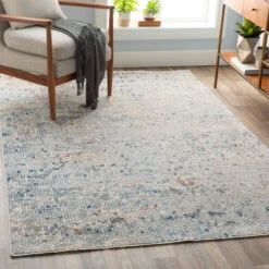 9' X 13' Distressed Finish Gray And Blue Rectangular Area Throw Rug -Ornaments Store dsur pdt2312 9131 5 35919.1588404676