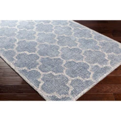 5' X 7.5' Aegean Blue And Beige Clover Patterned Rectangular Area Throw Rug -Ornaments Store dsur str2300 576 3 74776.1588377447