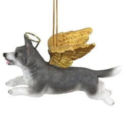 4" Flying Siberian Husky Dog Hand Painted Holiday Ornament -Ornaments Store dtosc20jh170720 3 48784.1670490060
