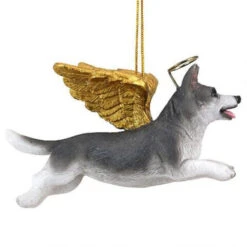 4" Flying Siberian Husky Dog Hand Painted Holiday Ornament -Ornaments Store dtosc20jh170720 5 73631.1670490060