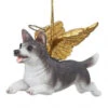 4" Flying Siberian Husky Dog Hand Painted Holiday Ornament -Ornaments Store dtosc20jh170720 61785.1670490060