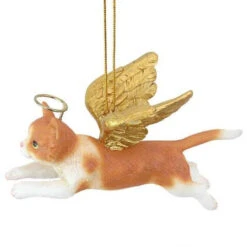 4" Flying Orange Cat Hand Painted Holiday Ornament -Ornaments Store dtosc20jh170738 3 23753.1670490067