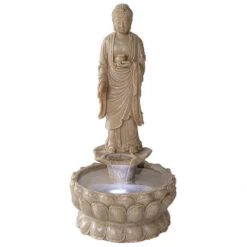 32.5" Illuminated Buddha Spiritual Sculptural Garden Fountain