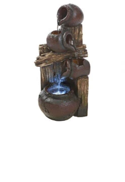 19.5" Chianti Cascading Three Urns Illuminating Garden Fountain