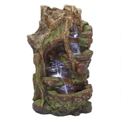 18" Willow Riverbed Illuminated Sculptural Garden Fountain