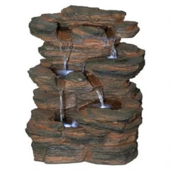 19" Ramrod Bluffs Hand Finished Illuminated Outdoor Garden Fountain