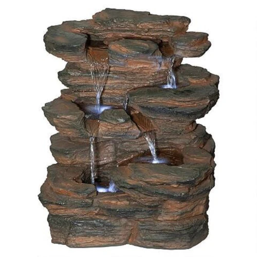19" Ramrod Bluffs Hand Finished Illuminated Outdoor Garden Fountain 3 19" Ramrod Bluffs Hand Finished Illuminated Outdoor Garden Fountain