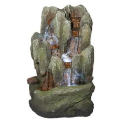 14" Lost Falls Hand Finished Illuminated Outdoor Garden Statue