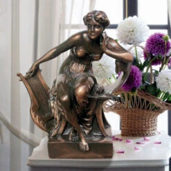 17.5" Bronze Traditional Sappho With Harp Tabletop Figurine -Ornaments Store dtosc eu14127 6 67131.1588402657