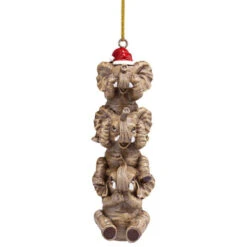 5" Brown And Red Elephant Hanging Christmas Ornament
