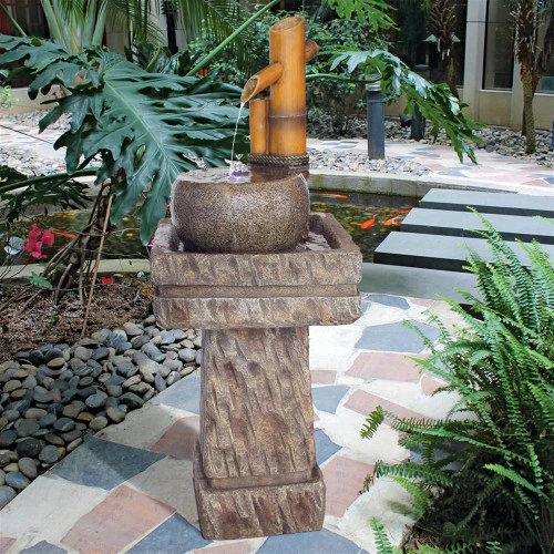 42.5" Bamboo Peaceful Pedestal Outdoor Garden Fountain 3 42.5" Bamboo Peaceful Pedestal Outdoor Garden Fountain
