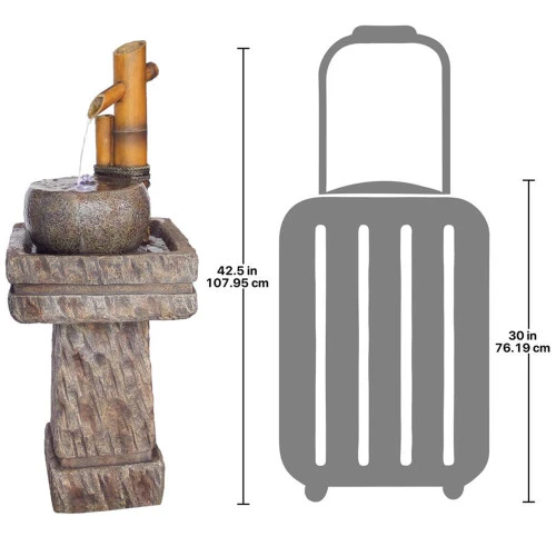 42.5" Bamboo Peaceful Pedestal Outdoor Garden Fountain 4 42.5" Bamboo Peaceful Pedestal Outdoor Garden Fountain - Image 2