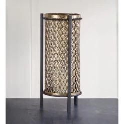 18.55" Antiqued Gold And Brown Contemporary Candle Stand -Ornaments Store dtri 19695 5 78720.1588359283